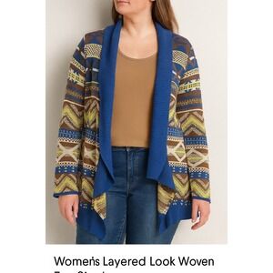 Blu‎ Pepper Womens Boho  Southwestern  Geometric  Caridgan Cozy Knit  Large L